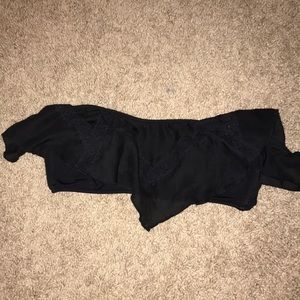 Flowy black bandeau bathing suit top (padded)